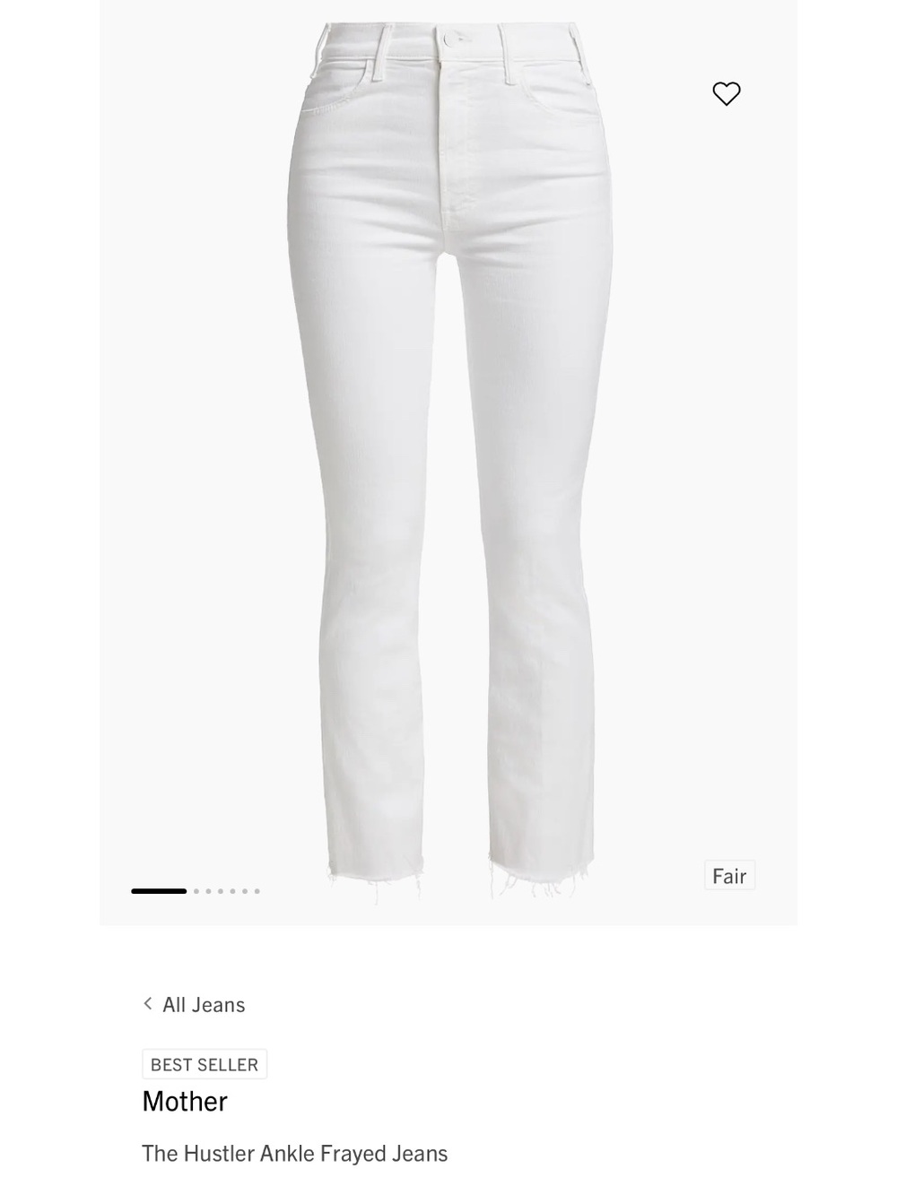 MOTHER The Hustler Ankle Fray in White